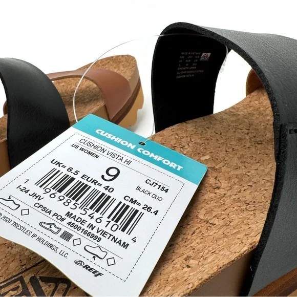 Reef Cushion Vista Hi Sandals Black Duo Platform Slide Size 9 - Picture 9 of 14